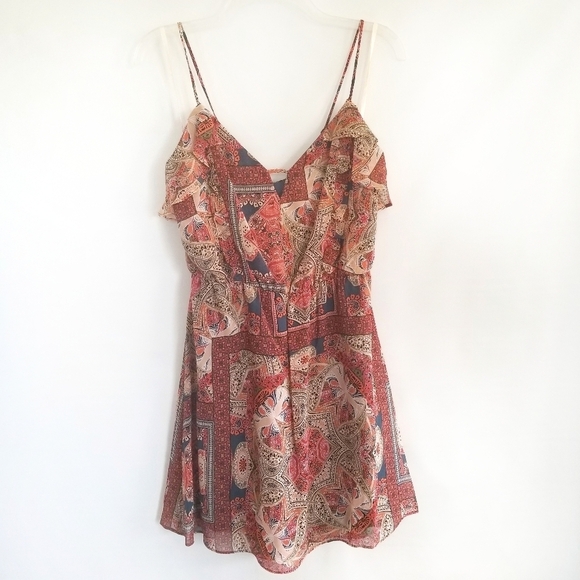 NWT BCBGENERATION Paisley Hypnosis Ruffle Dress - Picture 3 of 9